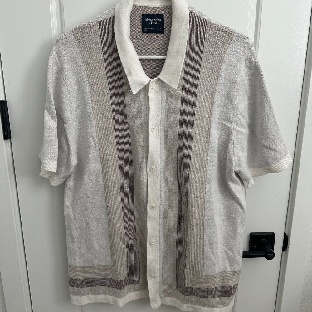 Abercrombie & Fitch Stitch Button-Through Sweater Polo Size L